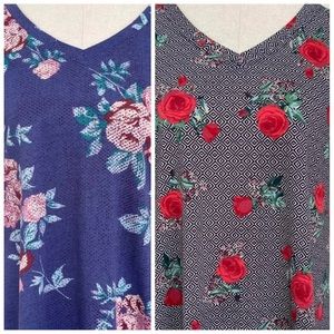 2 LuLaRoe floral v neck t-shirt Christy T’s S small